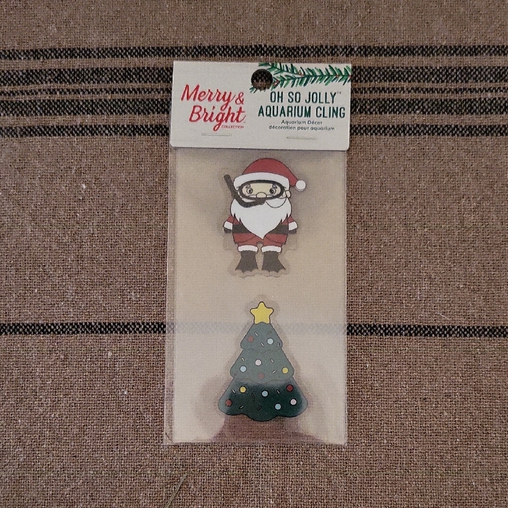 Merry & Bright Santa and Tree Aquarium Cling - Festive Red and Green Decor